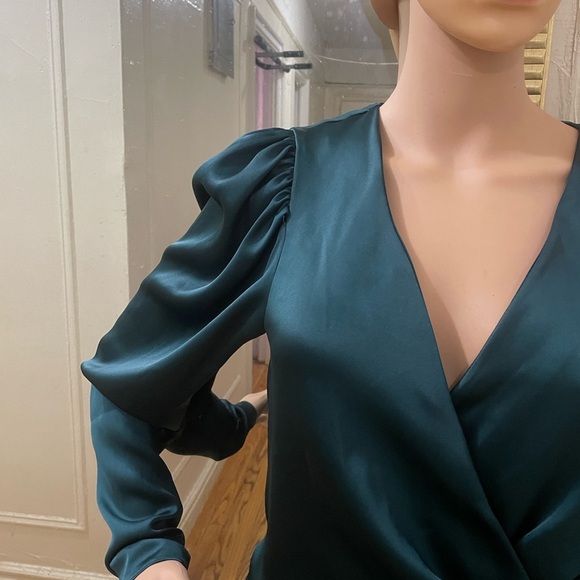 ASOS Deep Green Wrap Blouse with Buckle - Picture 5 of 11